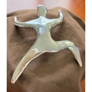 Bat-Ami Israeli Modernist Sterling Silver Leaping Figure Brooch Pendant